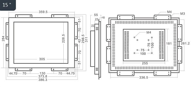 15 inch Touch Monitor With Cabinet Box