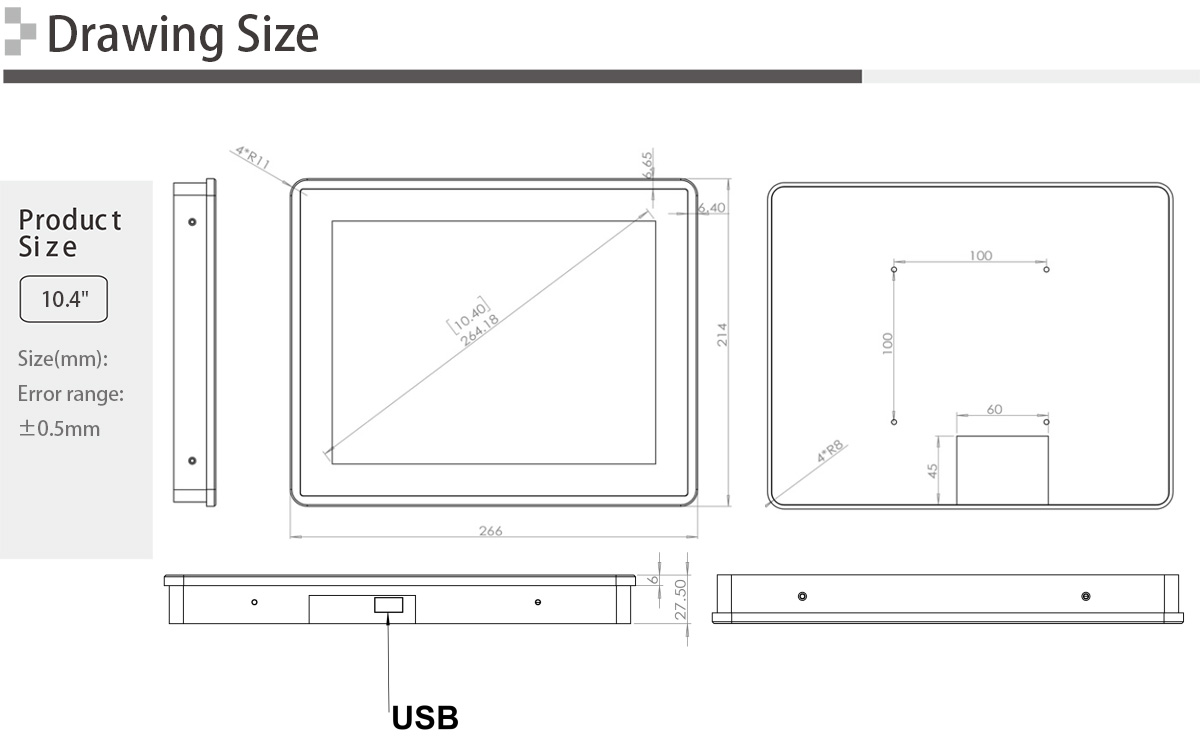 10.4 inch USB Powered Touch Monitor