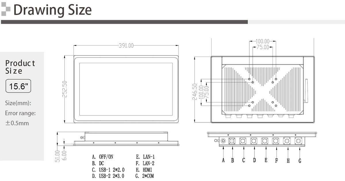 15.6 inch touchscreen computer with 2mm AF Glass