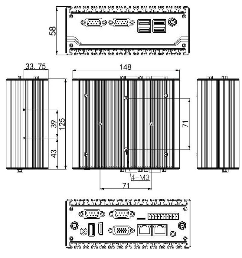 J1900 NUC mini pc with Dual RS485 Dual Lan