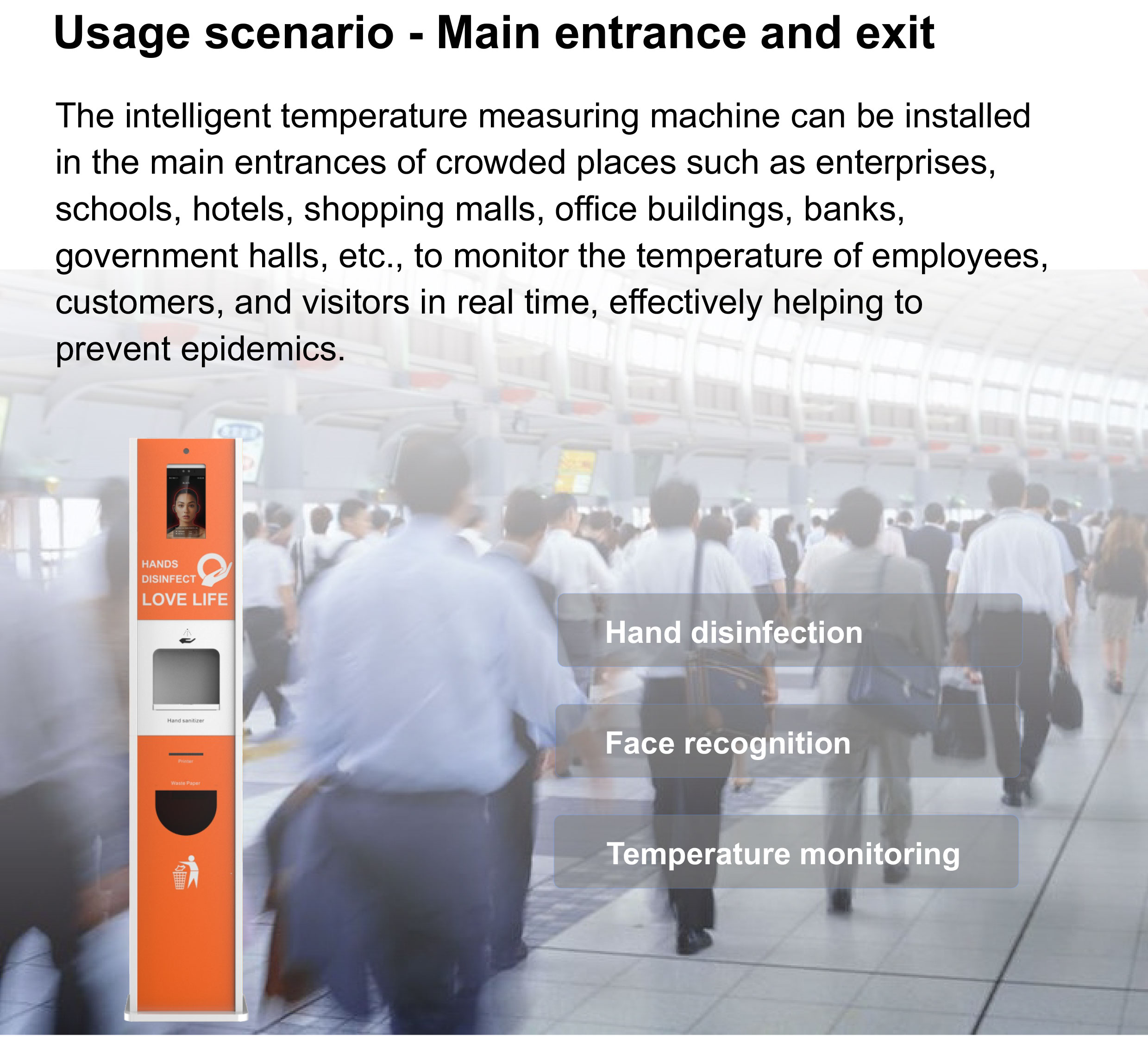 Hand Sanitizer Dispenser Temperature Scanning Kiosk