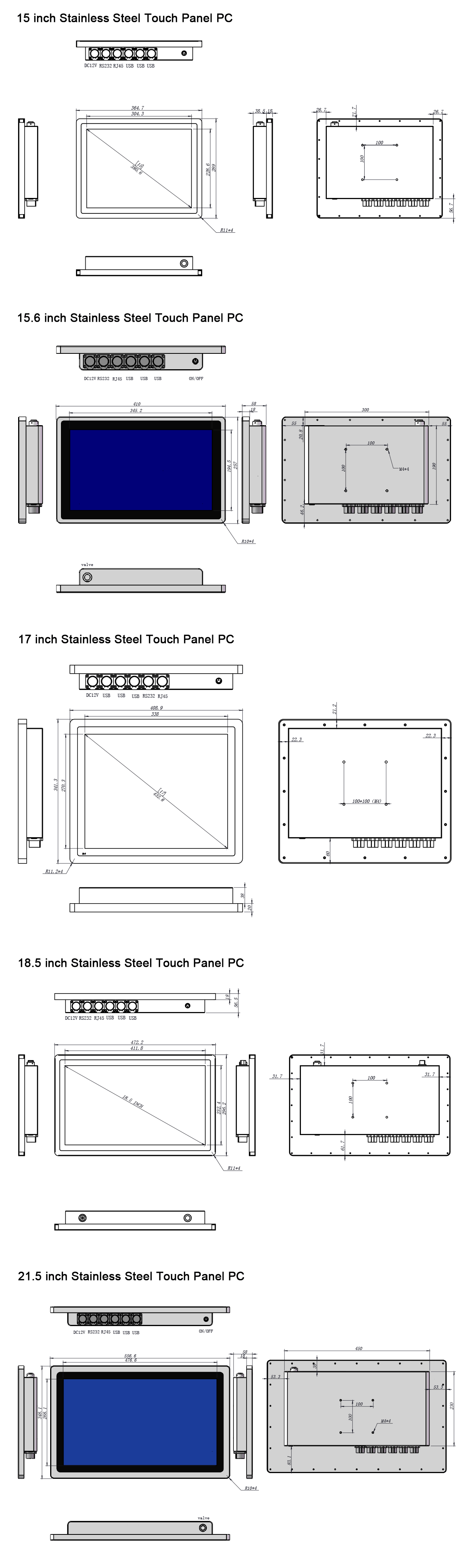 Full IP65 Stainless Steel Touch Panel PC SC200S