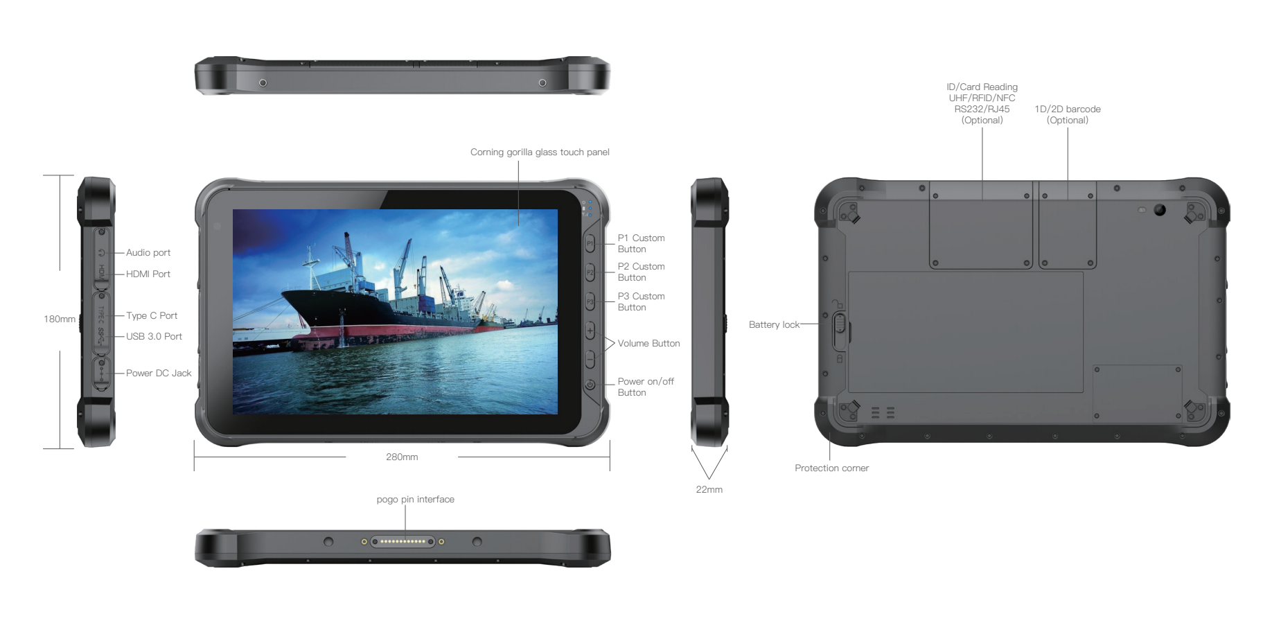 Industrial Rugged Android Tablet PC 1000nit