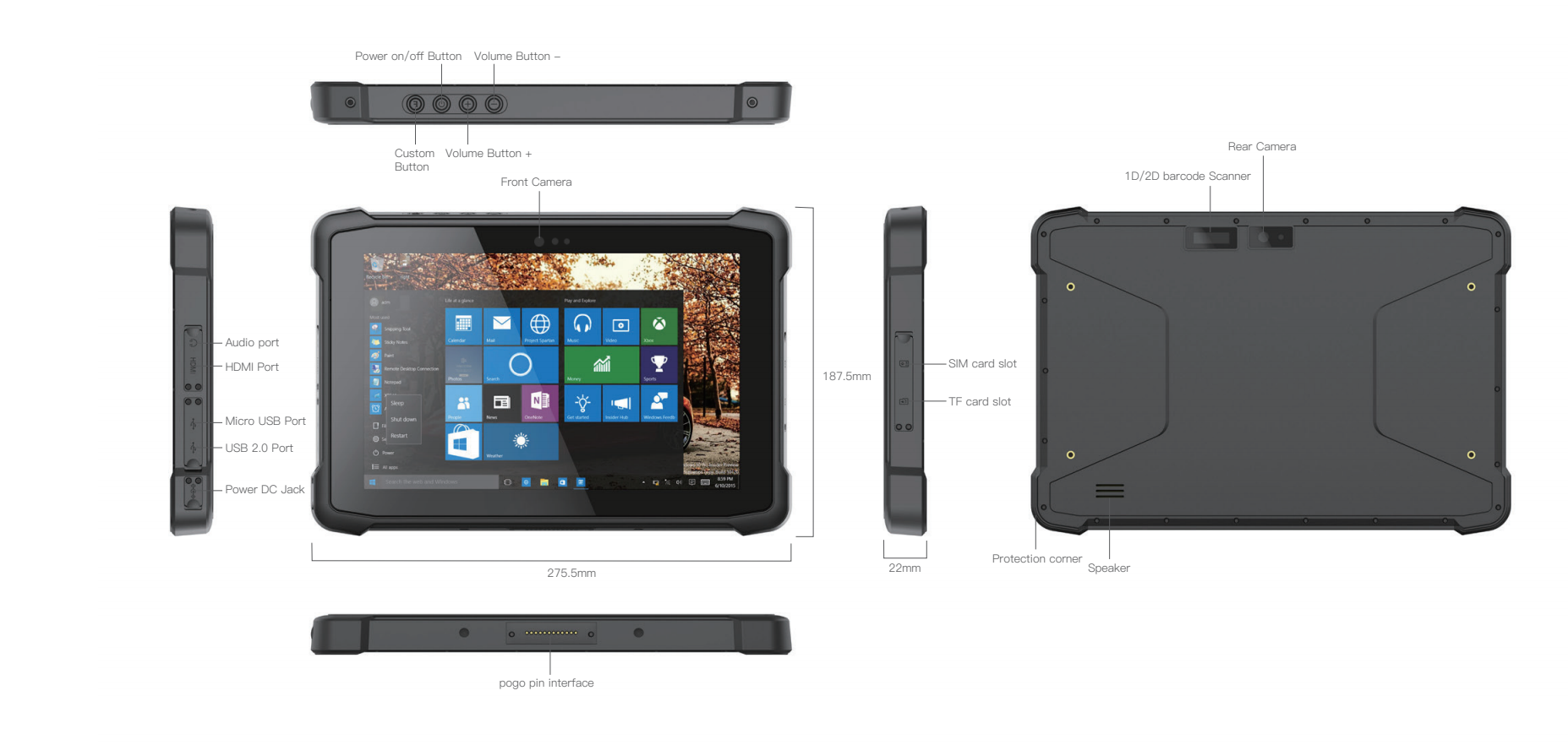 10.1 inches rugged tablet windows 10
