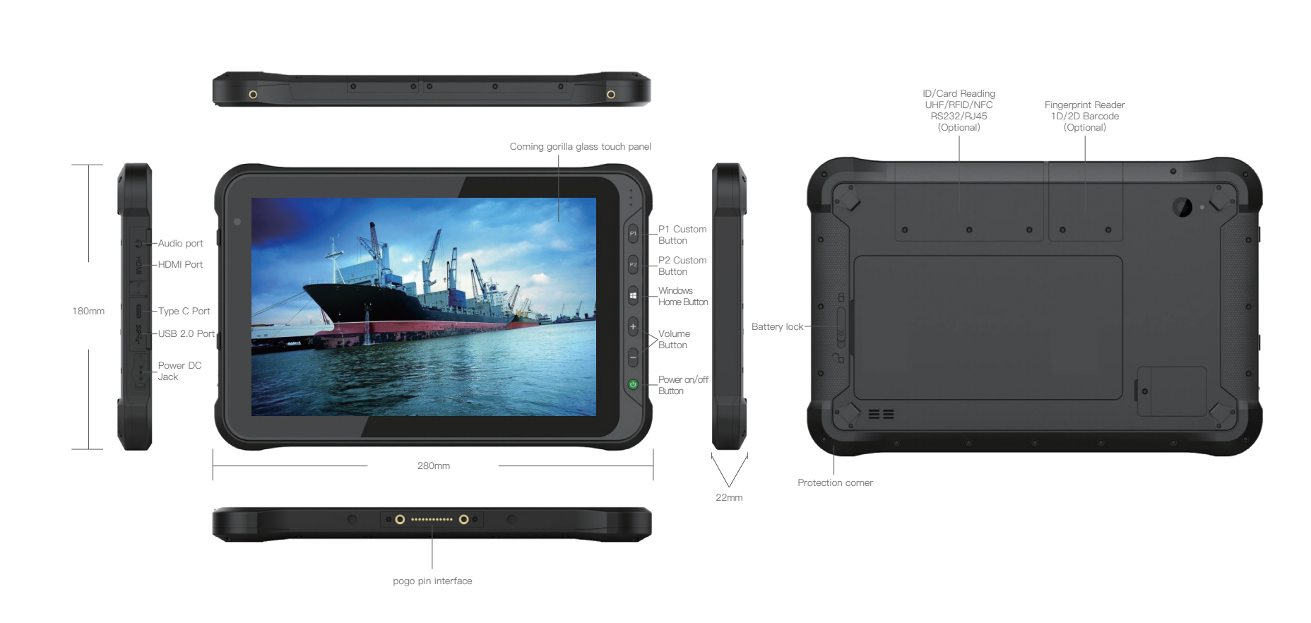 700nits rugged windows tablet 10 inch 4G LTE