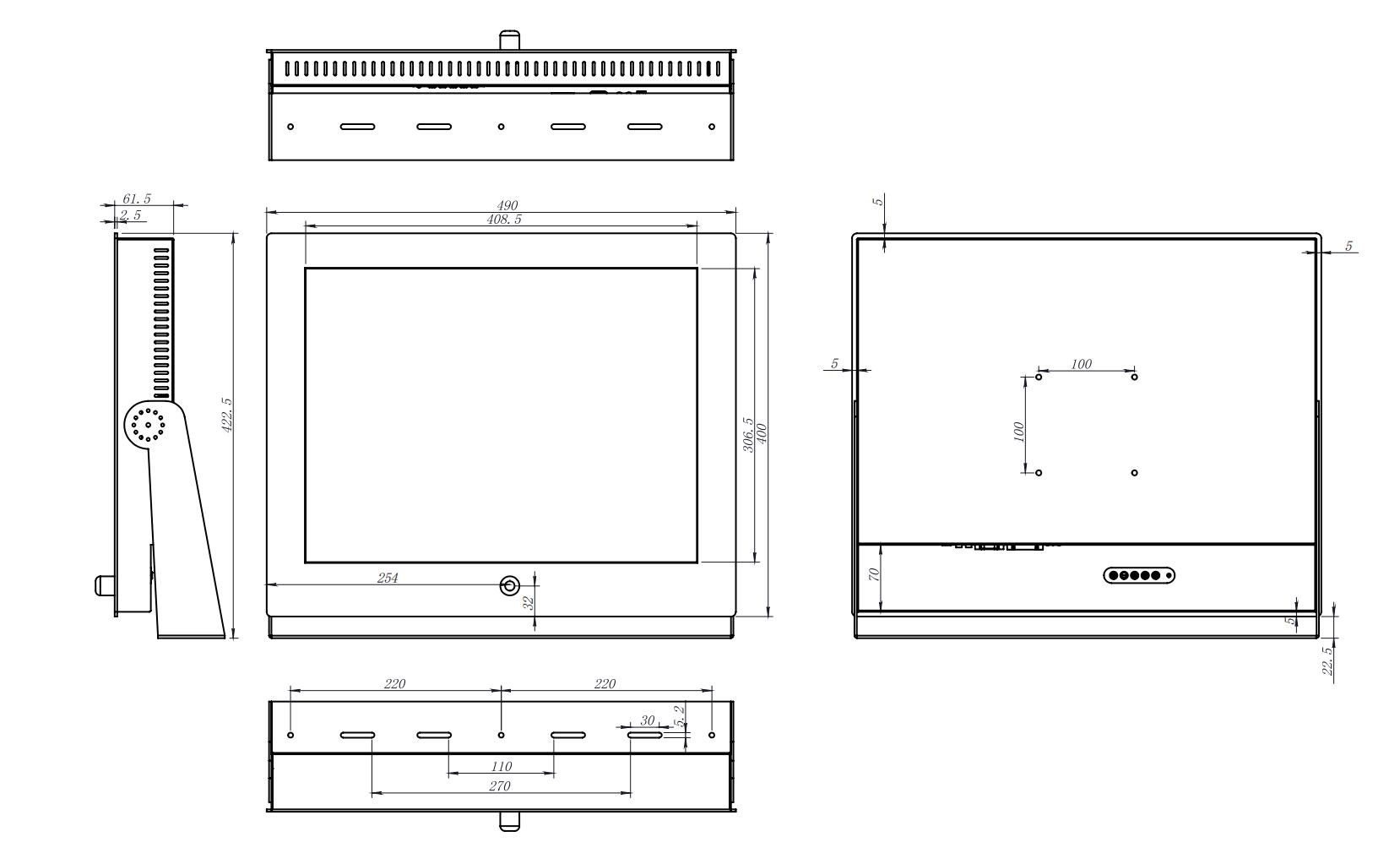 Sunlight Readable Industrial Monitor with Bracket