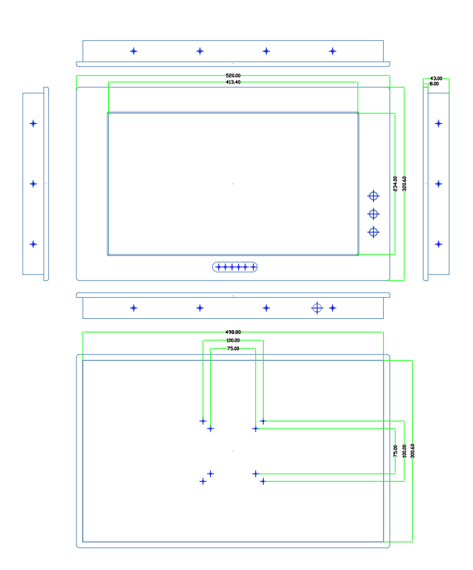 3 channel AV port IP67 cctv monitor DC 8~36V