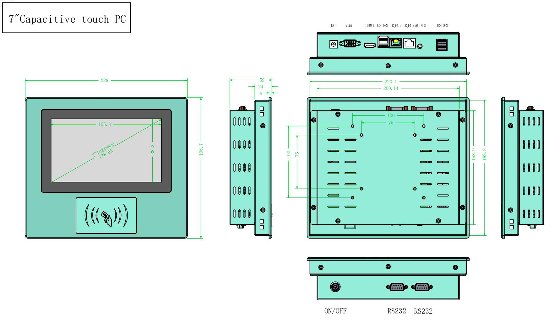 Dual Frequency RFID Industrial All In One PCs Ubuntu