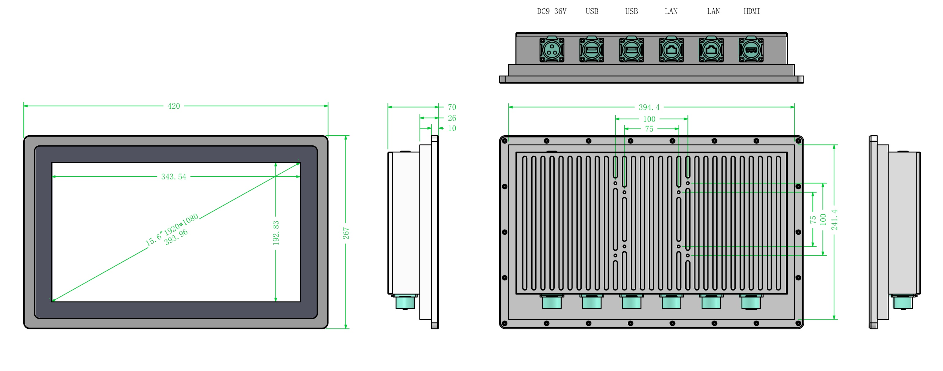 15.6 Inch Full IP67 Waterproof Panel PC Core i7-8500U