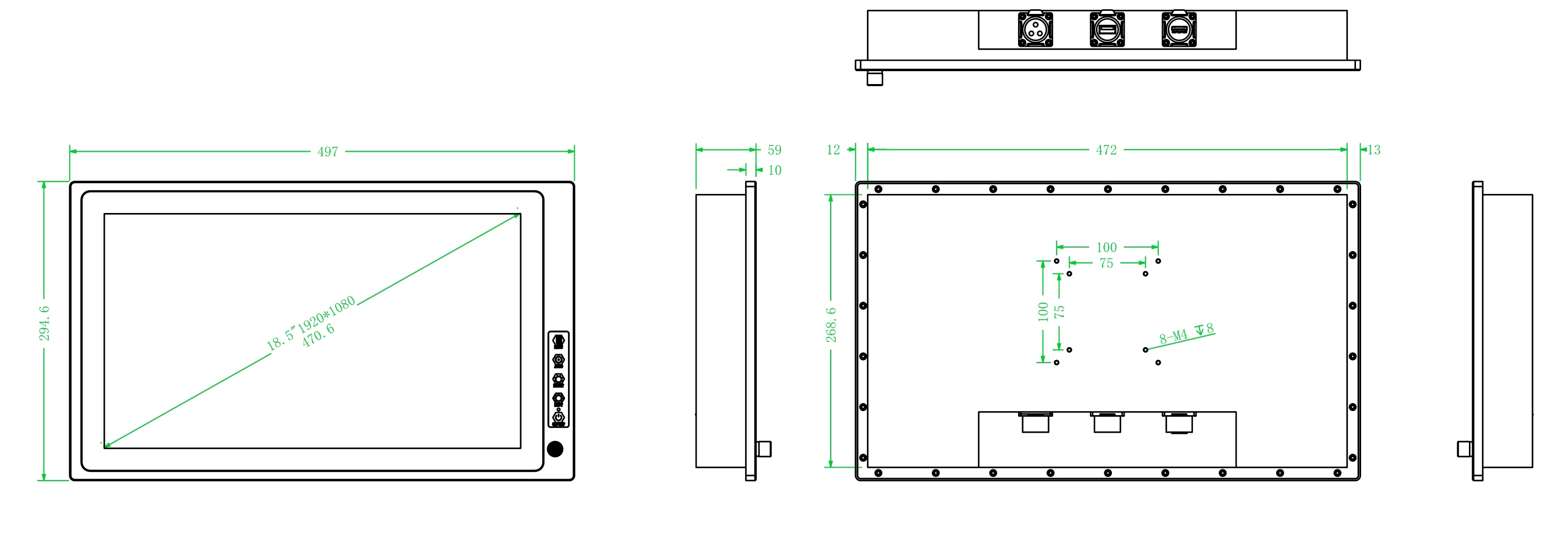 Full IP67 High Brightness Touch Monitor 1500 nits Optical bonding LCD monitor