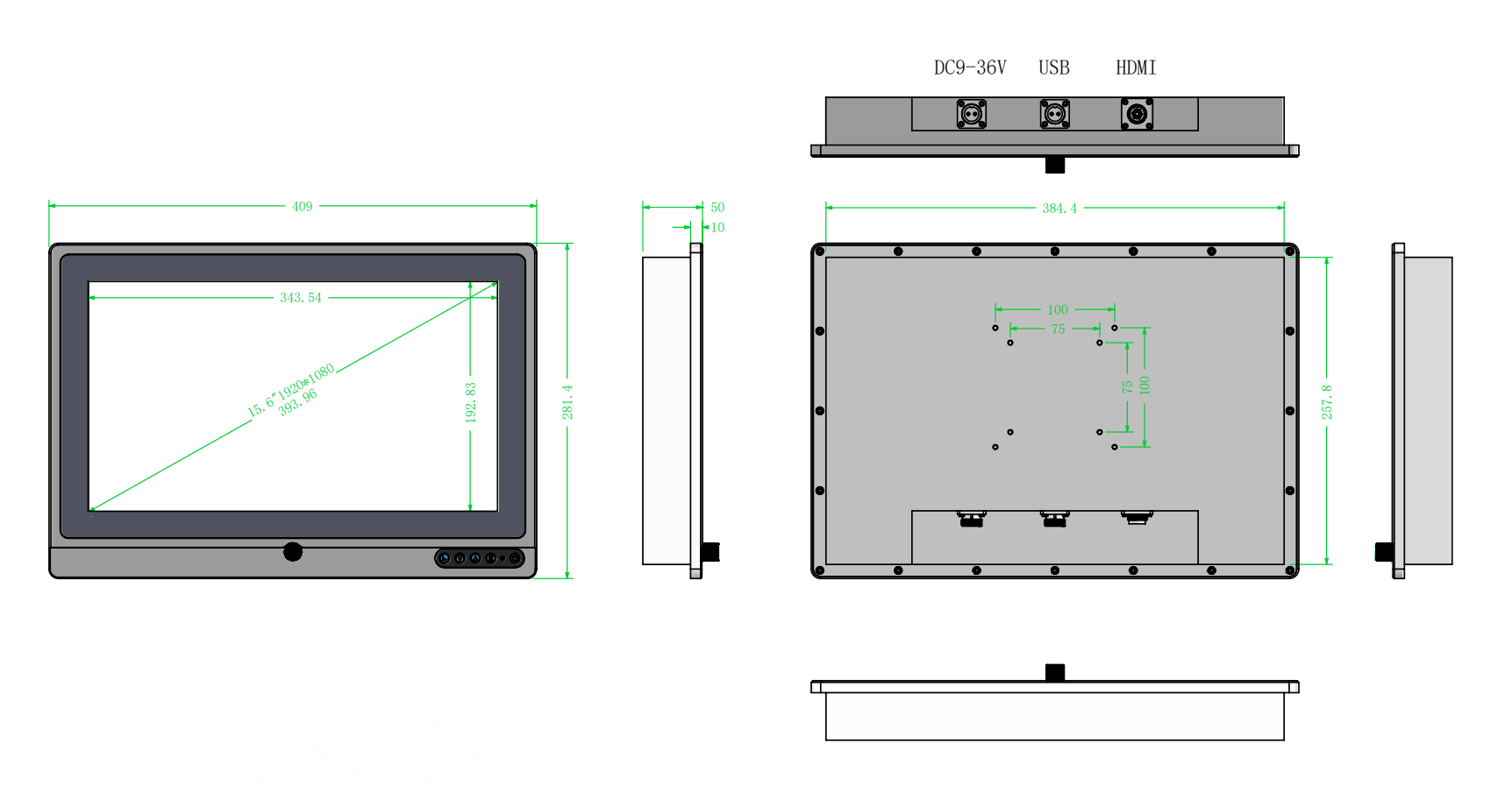 IP67 High brightness 1000 nits touch monitor with dimmer