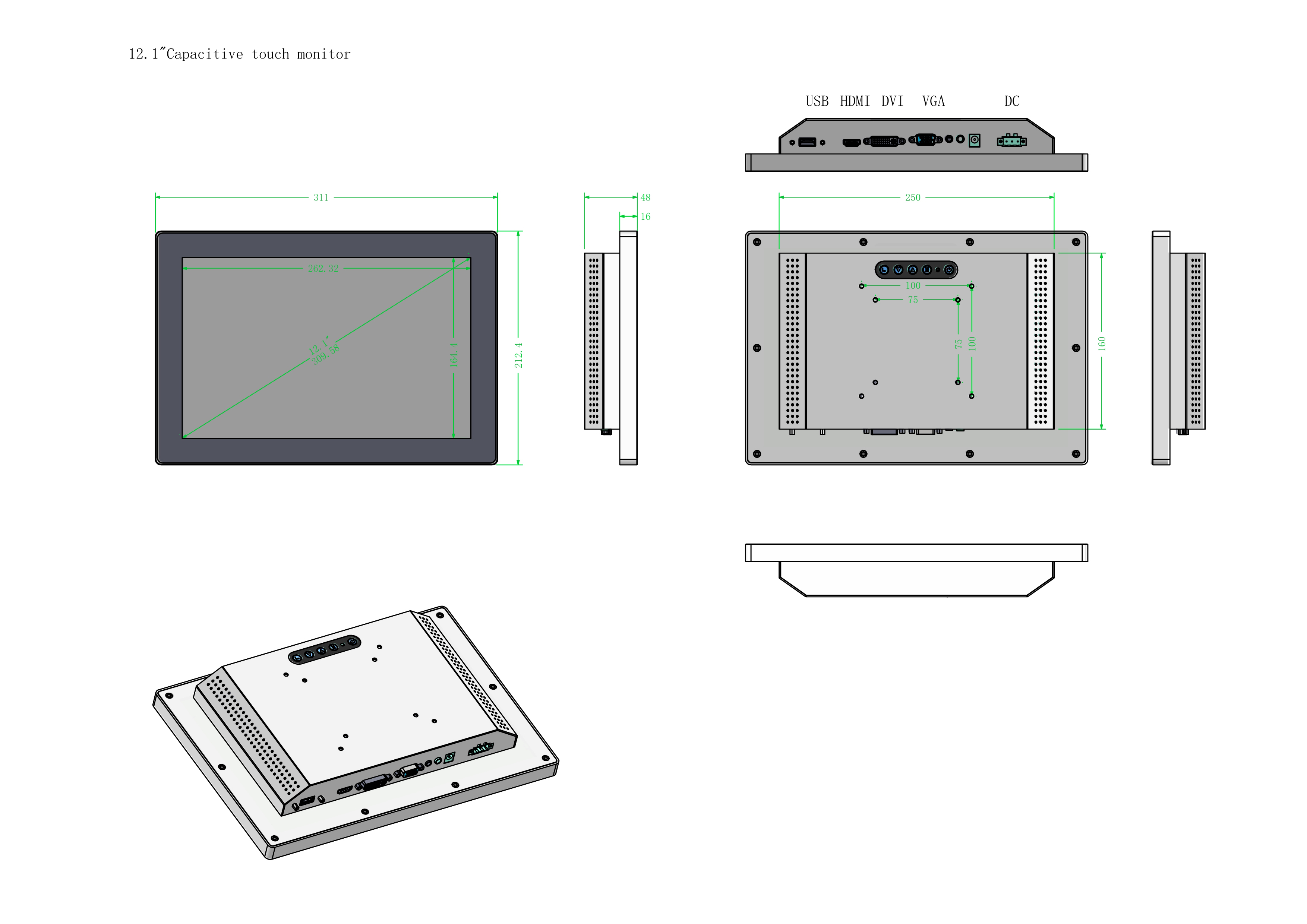 Industrial Touch Monitor 1000 NITS Sunlight readable
