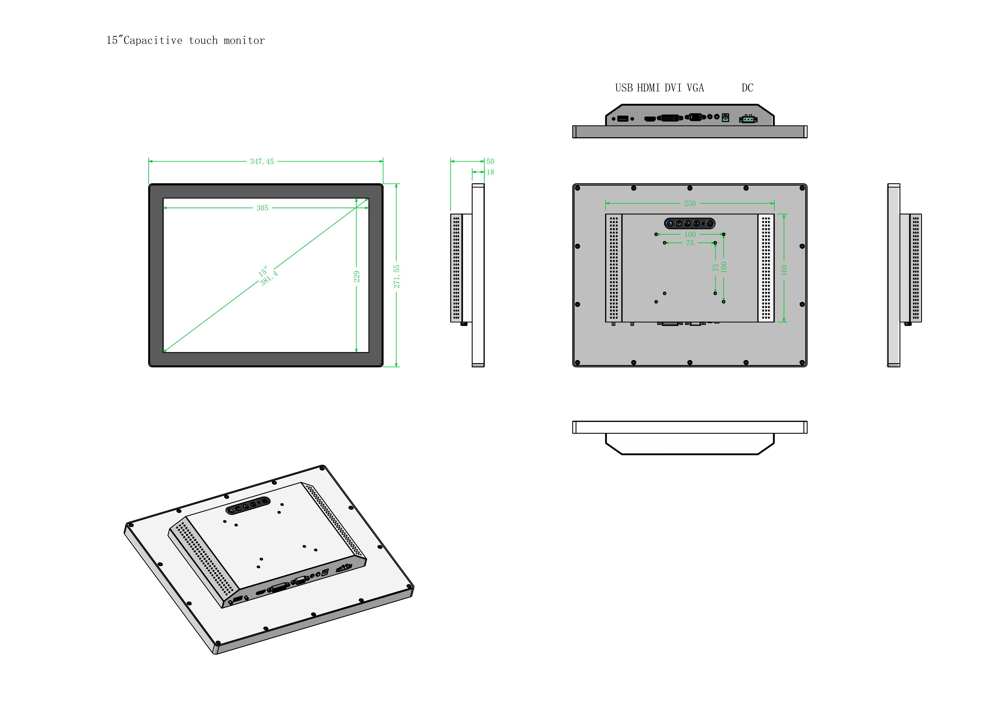 Industrial Touch Monitor 1000 NITS Sunlight readable