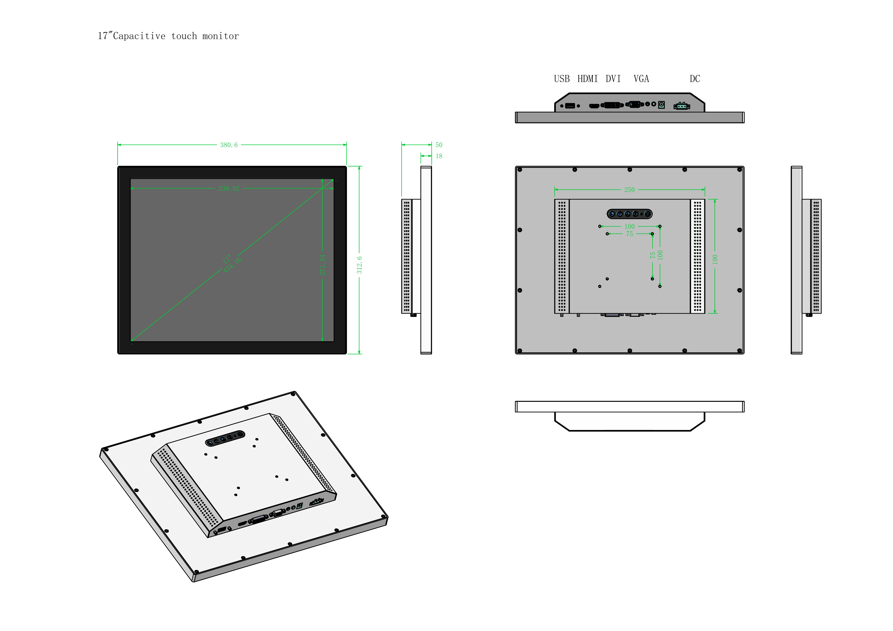 Industrial Touch Monitor 1000 NITS Sunlight readable