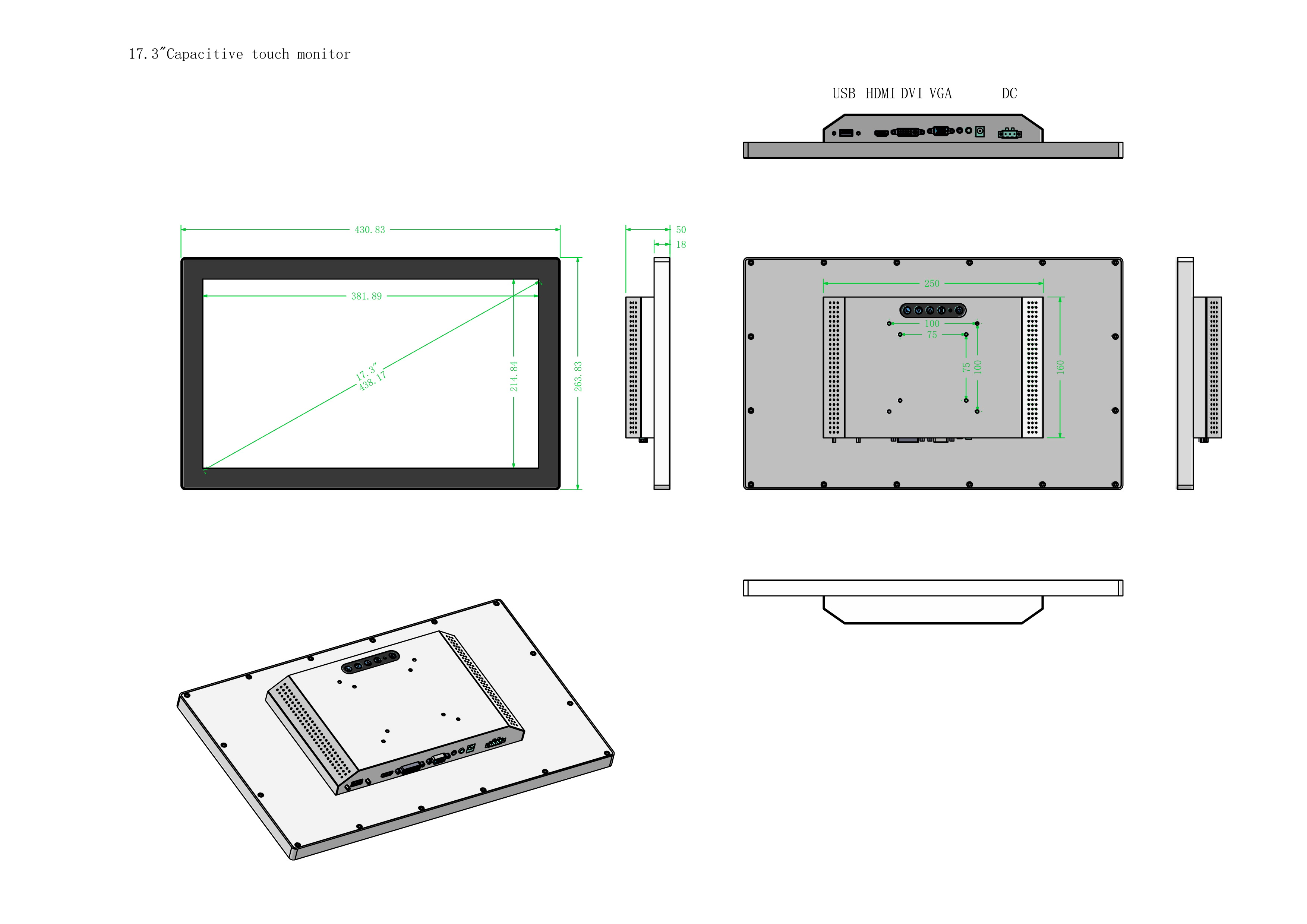 Industrial Touch Monitor 1000 NITS Sunlight readable