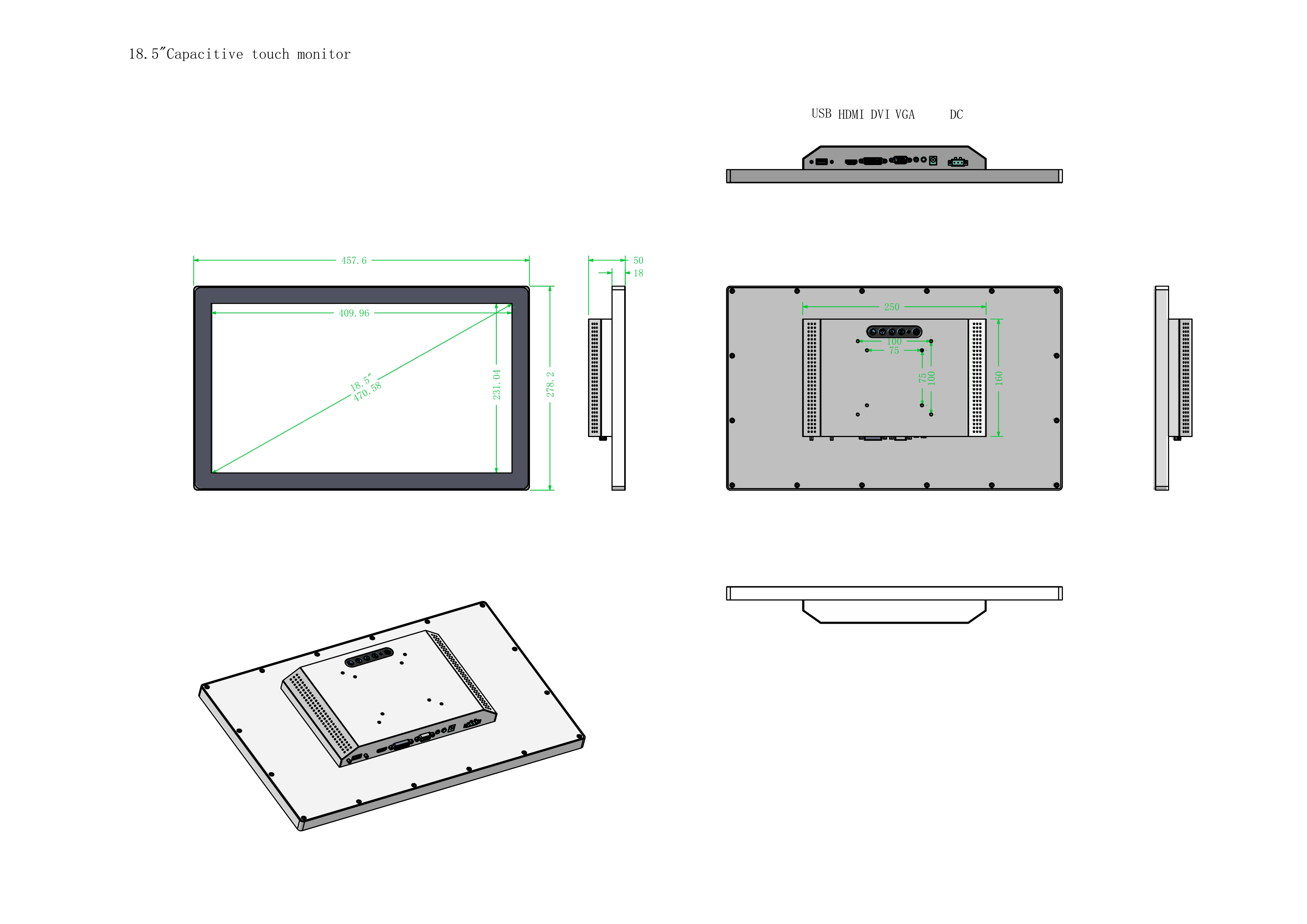 Industrial Touch Monitor 1000 NITS Sunlight readable