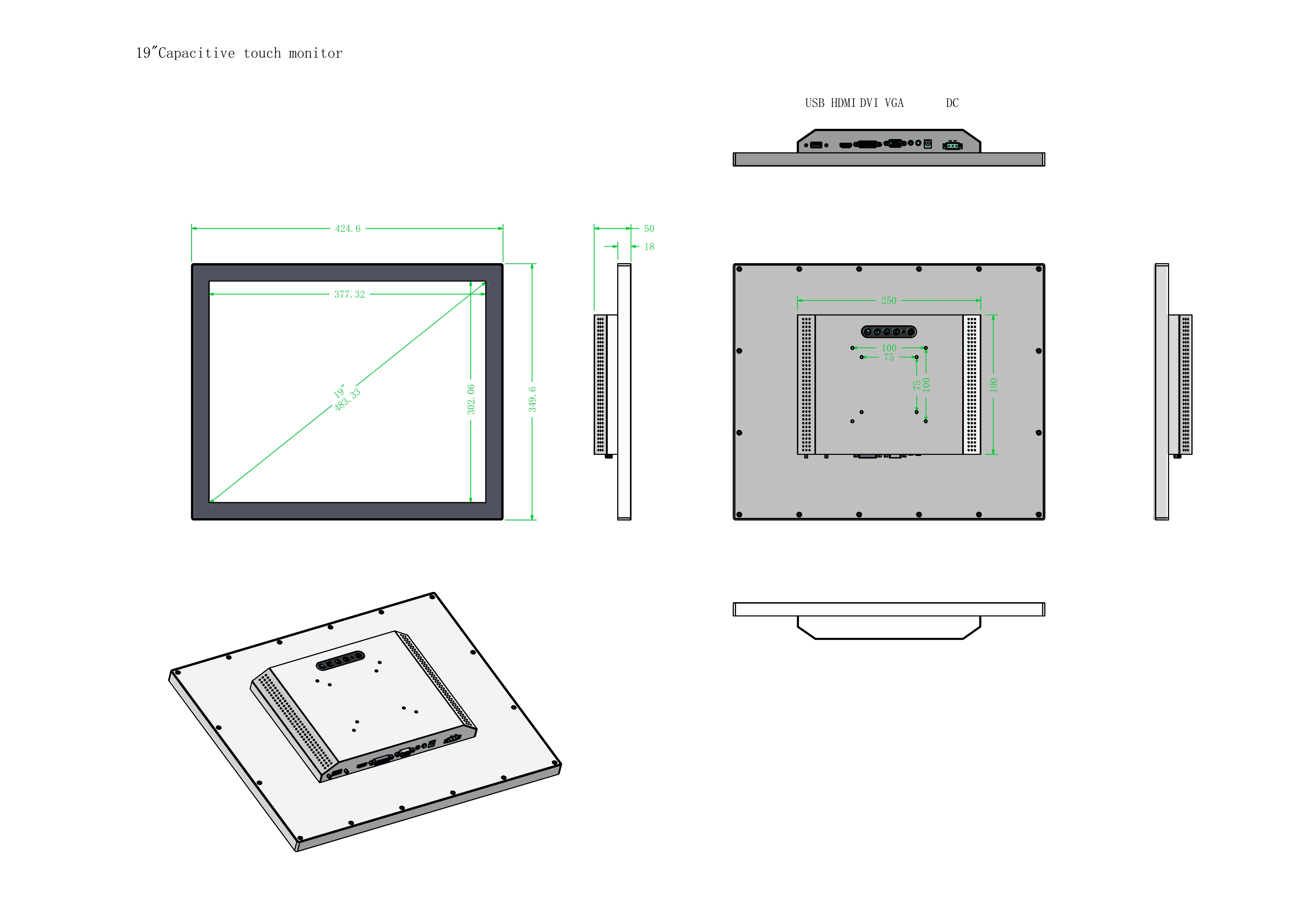 Industrial Touch Monitor 1000 NITS Sunlight readable