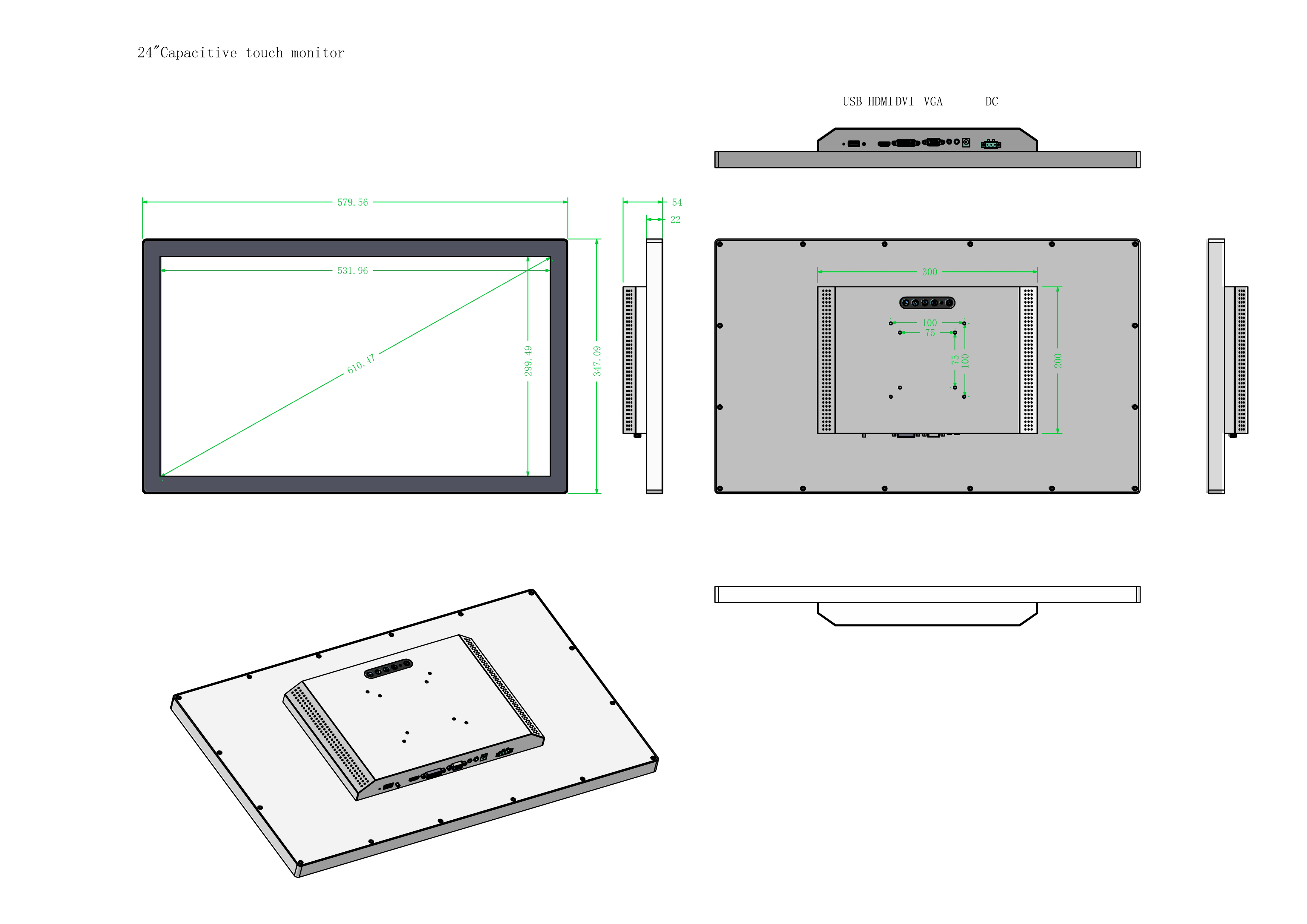 Industrial Touch Monitor 1000 NITS Sunlight readable