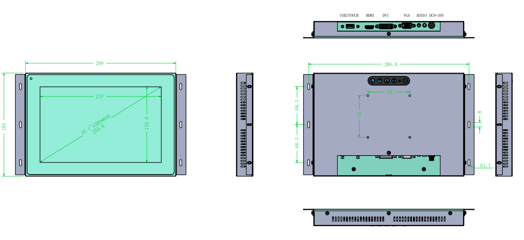 10.1 Inch 1000 nits Open frame industrial touch monitor.png