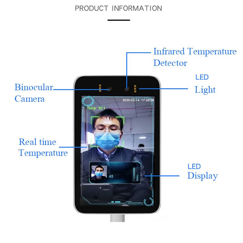 Face recognition tablet with infrared thermometer