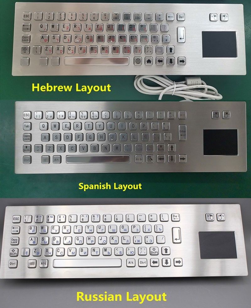Industrial wired computer keyboard with touchpad
